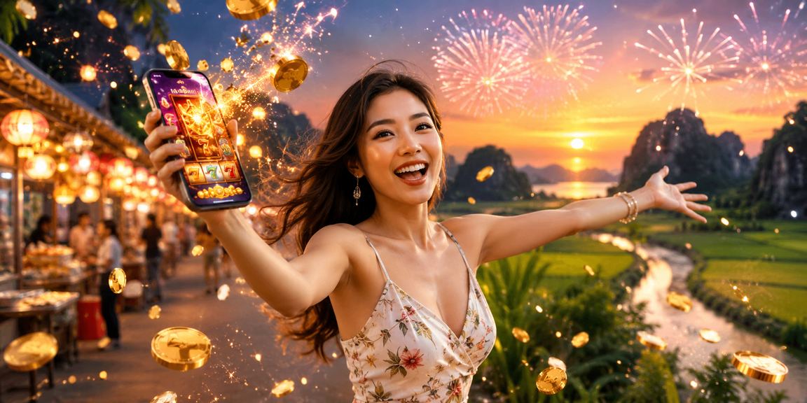Chợ đêm Ninh Bình minh họa người dùng xem slot và bonus mobile